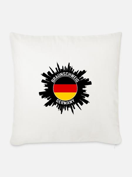 Braunschweig Skyline Deutschland Flagge Reise-Souvenir - Sofakissenbezug 45 x 45 cm - Naturweiß 