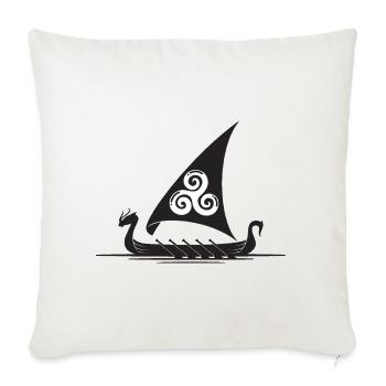 Voile de navire viking Triskel - Housse de coussin décorative 45 x 45 cm - blanc nature - Devant