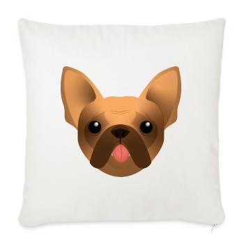 Bouledogue Français - Frenchie - Bully - Langue - Housse de coussin décorative 45 x 45 cm - blanc nature - Devant