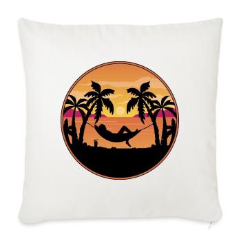 Sunset by the Sea - Palm Trees with Hammock - Sofa pillowcase 17,3'' x 17,3'' (45 x 45 cm) - natural white - Front