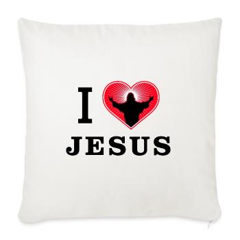 I love Jesus - Herz mit Jesus Silhouette - Sofakissenbezug 45 x 45 cm - Naturweiß  - Vorne