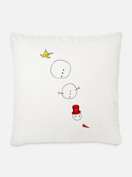 Schneemann ausgerutscht - Sofakissenbezug 45 x 45 cm - Naturweiß 