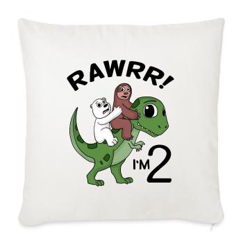 I am 2 dinosaur birthday children's birthday - Sofa pillowcase 17,3'' x 17,3'' (45 x 45 cm) - natural white - Front