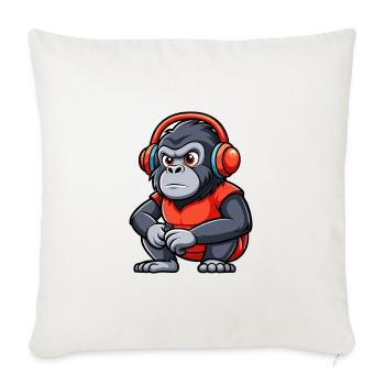 Gorilla Funny Cartoon Character Headphone Music - Sofa pillowcase 17,3'' x 17,3'' (45 x 45 cm) - natural white - Front