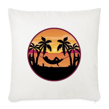 Hammock des palmiers Coucher du soleil - Housse de coussin décorative 45 x 45 cm - blanc nature - Devant
