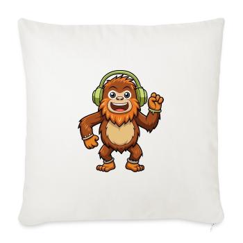 Big Foot Funny Cartoon Character Headphone Music - Sofa pillowcase 17,3'' x 17,3'' (45 x 45 cm) - natural white - Front