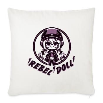 Rebellische Puppe - Sofakissenbezug 45 x 45 cm - Naturweiß  - Vorne