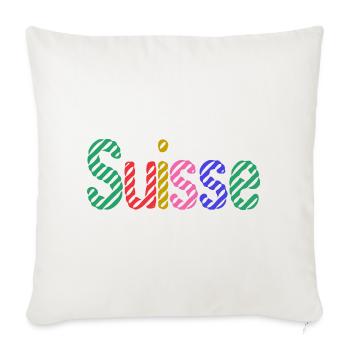 SUISSE. HUMOUR. PAYS. DRAPEAU. GENEVE. LAUSANNE - Housse de coussin décorative 45 x 45 cm - blanc nature - Devant