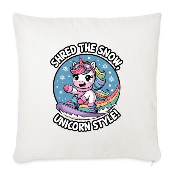 Shred The Snow, Unicorn Style! - Sofa pillowcase 17,3'' x 17,3'' (45 x 45 cm) - natural white - Front