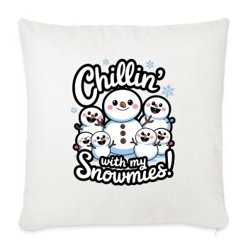 Chillin' With My Snowmies! - Sofa pillowcase 17,3'' x 17,3'' (45 x 45 cm) - natural white - Front