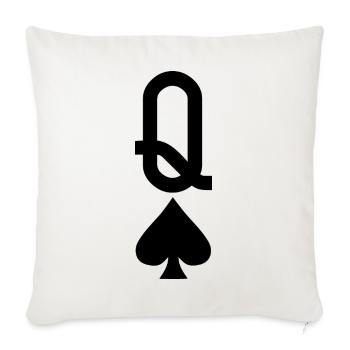 Poker Spielkarte - Pik Dame - Sofakissenbezug 45 x 45 cm - Naturweiß  - Vorne