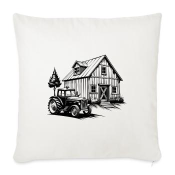 Rustikale Scheune mit Traktor - Sofakissenbezug 45 x 45 cm - Naturweiß  - Vorne