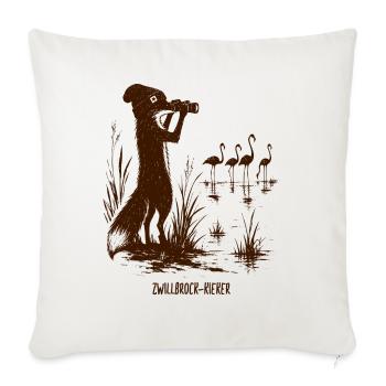 Zwillbrock-Kieker Fuchs Flamingo - Sofakissenbezug 45 x 45 cm - Naturweiß  - Vorne