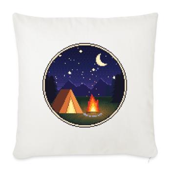 Pixel Art Lagerfeuer und Zelt unter Sternen - Sofakissenbezug 45 x 45 cm - Naturweiß  - Vorne