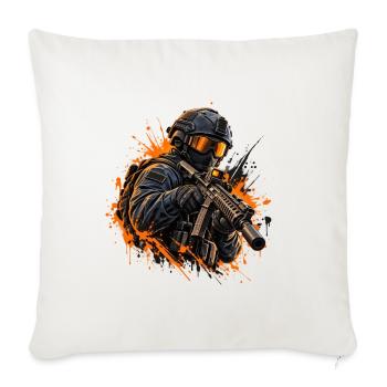 Taktischer Soldat mit Farb Spritzern - Gamer Motiv - Sofakissenbezug 45 x 45 cm - Naturweiß  - Vorne
