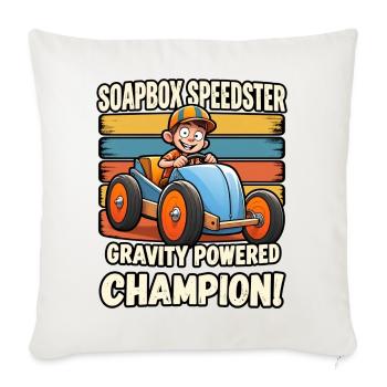 Retro-Seifenkisten-Speedster-Racer-Schwerkraftmeister - Sofakissenbezug 45 x 45 cm - Naturweiß  - Vorne