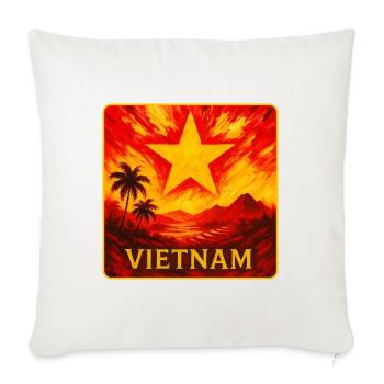 Vietnam mit gelbem Stern und Reisterrassen - Sofakissenbezug 45 x 45 cm - Naturweiß  - Vorne