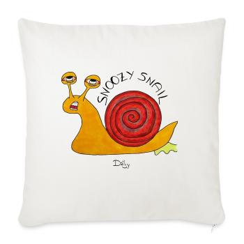 SnoozySnail – müde Schnecke für Morgenmuffel - Sofakissenbezug 45 x 45 cm - Naturweiß  - Vorne