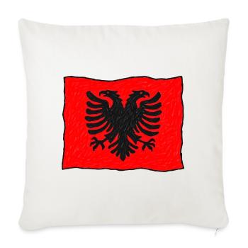Albanische Flagge im Wind – Handgezeichnet - Sofakissenbezug 45 x 45 cm - Naturweiß  - Vorne