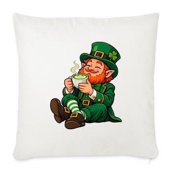 Leprechaun mit Matcha Latte – Irischer Glückszaube - Sofakissenbezug 45 x 45 cm - Naturweiß  - Vorne