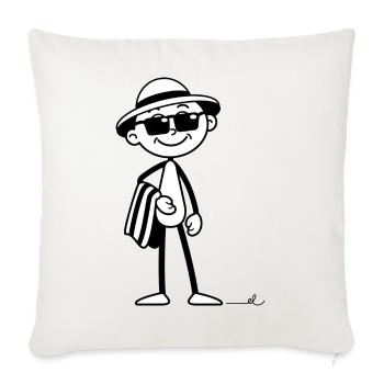 Strichel im Urlaubsmodus: Strand & Sonne warten! - Sofakissenbezug 45 x 45 cm - Naturweiß  - Vorne