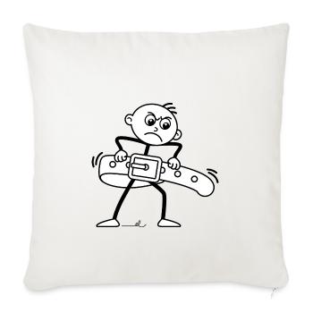 Strichel zieht Gürtel enger: Minimalistischer Witz - Sofakissenbezug 45 x 45 cm - Naturweiß  - Vorne