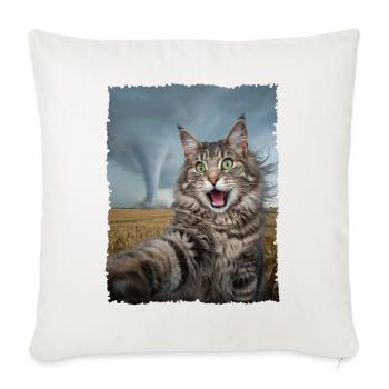 Katzen-Selfie vor dem Tornado - Sofakissenbezug 45 x 45 cm - Naturweiß  - Vorne