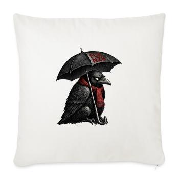 FCK NZS Krähe mit Regenschirm - Rabe gegen Rechts - Sofakissenbezug 45 x 45 cm - Naturweiß  - Vorne