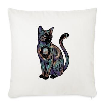 Surreale Katze mit Treppen – Optische Täuschung  - Sofakissenbezug 45 x 45 cm - Naturweiß  - Vorne