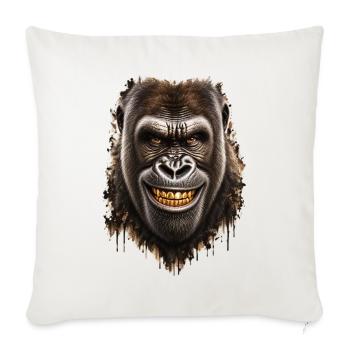 Gorilla mit goldenem Lächeln – Urbaner Stil - Sofakissenbezug 45 x 45 cm - Naturweiß  - Vorne