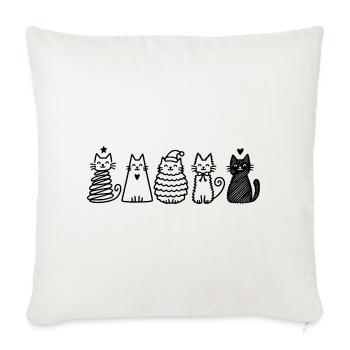 Katzen Weihnachten Silhouetten - Sofakissenbezug 45 x 45 cm - Naturweiß  - Vorne