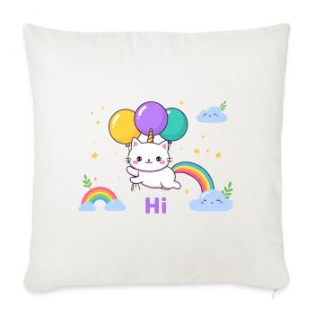 Pastel Kitty Einhornballons - Sofakissenbezug 45 x 45 cm - Naturweiß  - Vorne