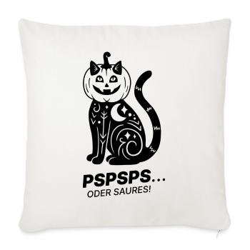 Pspsps oder Saures – Schwarze Katze Halloween - Sofakissenbezug 45 x 45 cm - Naturweiß  - Vorne