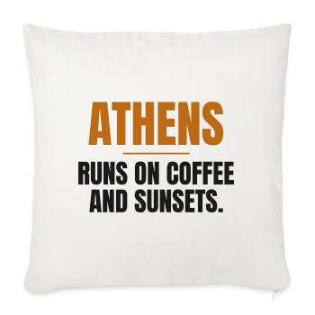 Athen lebt von Kaffee und Sonnenuntergängen - Sofakissenbezug 45 x 45 cm - Naturweiß  - Vorne