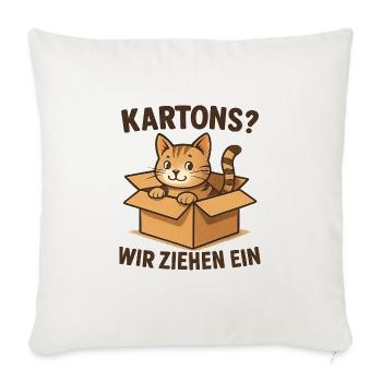 Katzen Einzug Geschenk für neue Katzenhalter - Sofakissenbezug 45 x 45 cm - Naturweiß  - Vorne