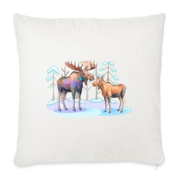 Elch im Winterwald – wilde Natur - Sofakissenbezug 45 x 45 cm - Naturweiß  - Vorne