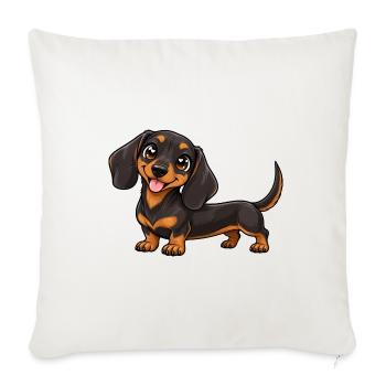 Kawaii Dackel – Niedlicher Hund mit Charme - Sofakissenbezug 45 x 45 cm - Naturweiß  - Vorne
