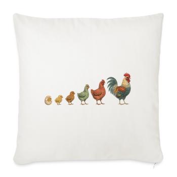 Küken-zu-Hahn-Wachstumsparade Hühnerhühner - Sofakissenbezug 45 x 45 cm - Naturweiß  - Vorne