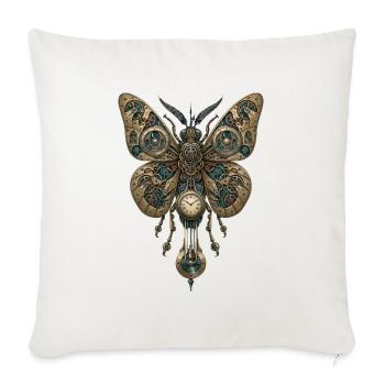 Steampunk Schmetterling – Uhr Mechanik Kunst - Sofakissenbezug 45 x 45 cm - Naturweiß  - Vorne