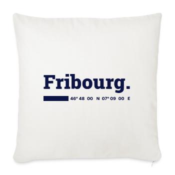 Fribourg Koordinaten - Sofakissenbezug 45 x 45 cm - Naturweiß  - Vorne