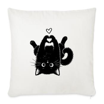 Süße schwarze Katze - Sofakissenbezug 45 x 45 cm - Naturweiß  - Vorne
