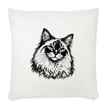 Orientalische Katze – Schwarz Weiß Gravur - Sofakissenbezug 45 x 45 cm - Naturweiß  - Vorne