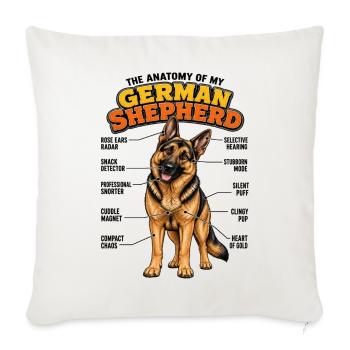 Deutscher Schäferhund  Anatomie Familienhund  - Sofakissenbezug 45 x 45 cm - Naturweiß  - Vorne