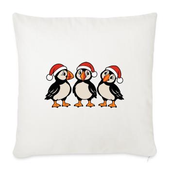 Weihnachten – Drei Papageitaucher mit Hüten - Sofakissenbezug 45 x 45 cm - Naturweiß  - Vorne