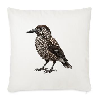 Dünnschnabelnussknacker – Vogelillustration - Sofakissenbezug 45 x 45 cm - Naturweiß  - Vorne