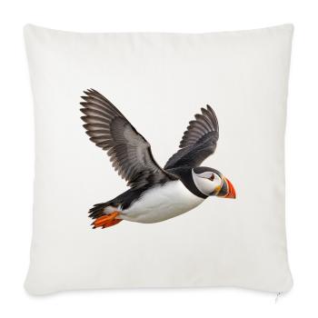 Papageitaucher im Flug – Seevogel mit Farbakzent - Sofakissenbezug 45 x 45 cm - Naturweiß  - Vorne