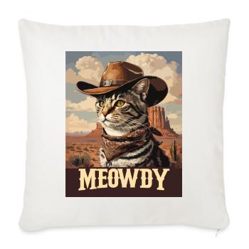 Western- und Wüsten-Meowdy Cowboy-Katze - Sofakissenbezug 45 x 45 cm - Naturweiß  - Vorne
