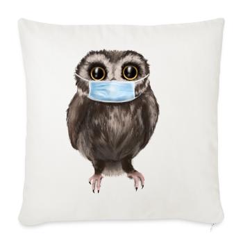 Eule mit Maske - Süße Eule mit Mundschutz - Sofakissenbezug 45 x 45 cm - Naturweiß  - Vorne