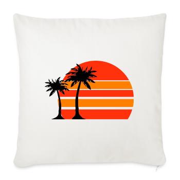 Sonnenuntergang am Palmenstrand - Sofakissenbezug 45 x 45 cm - Naturweiß  - Vorne