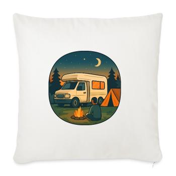 Geschenk zur ersten Nacht im eigenen Wohnmobil - Sofakissenbezug 45 x 45 cm - Naturweiß  - Vorne